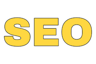 SEO text written in big yellow bold letters.