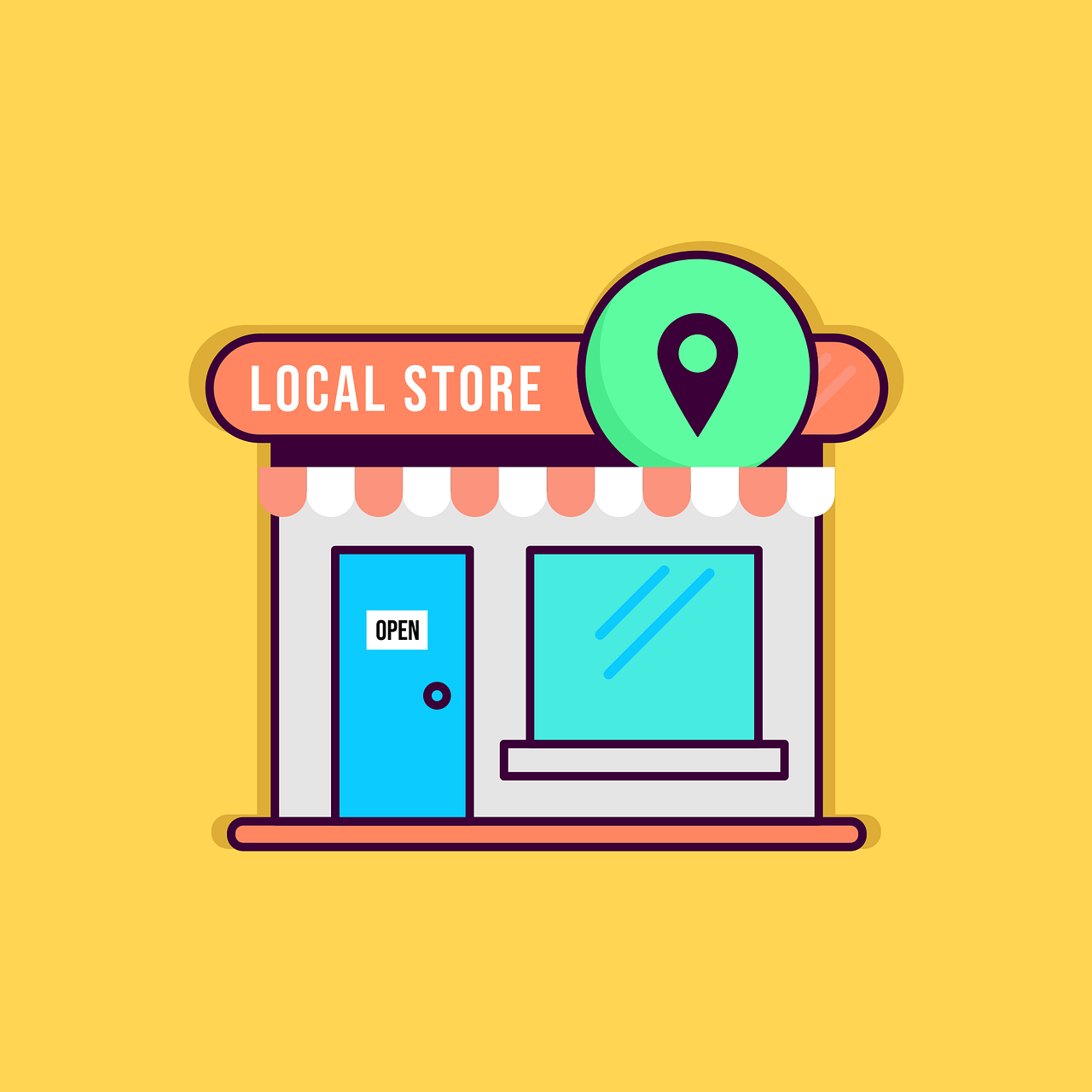 Local Store Yellow Colored Graphic Vector Image