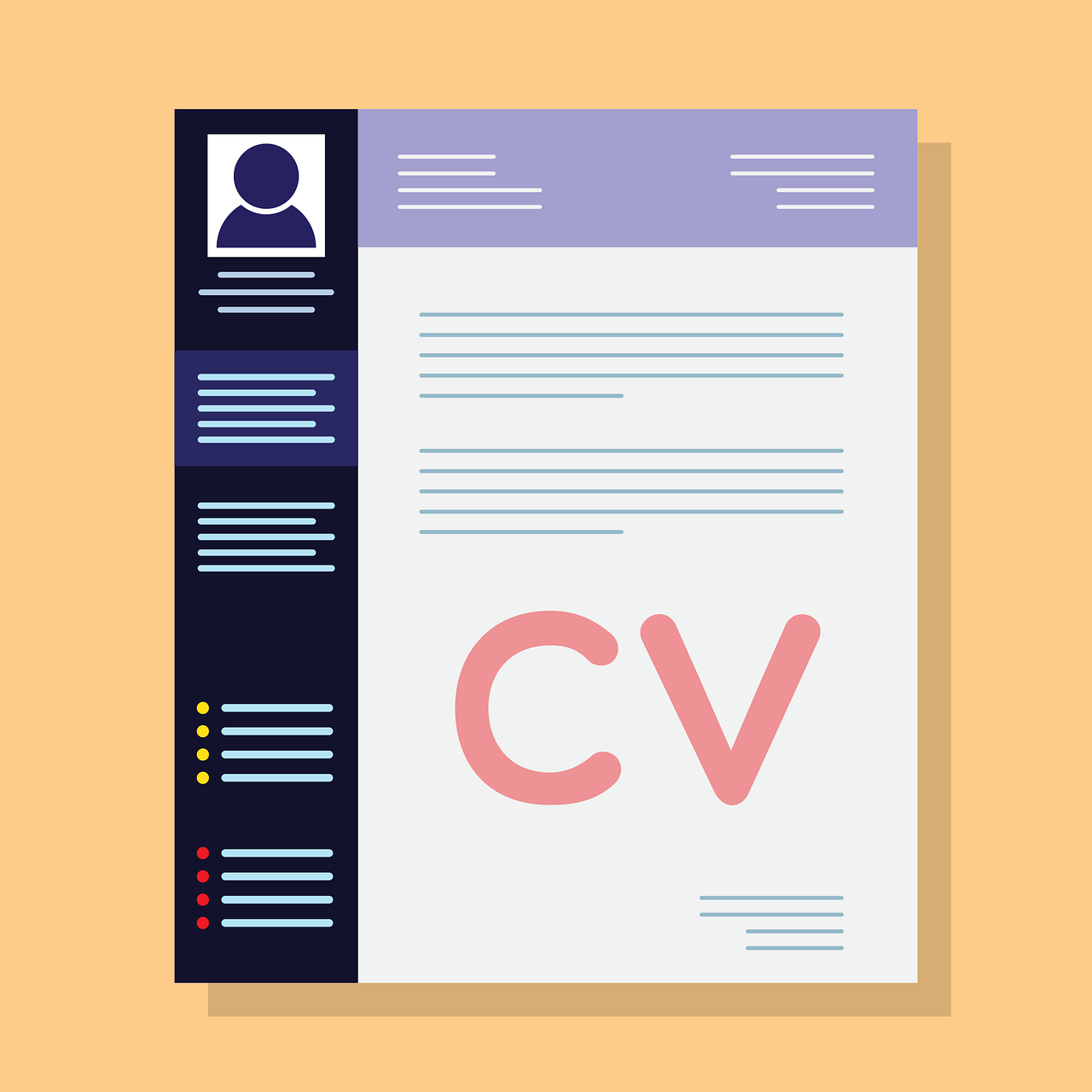 cv portfolio format with header, sidebar and main content area