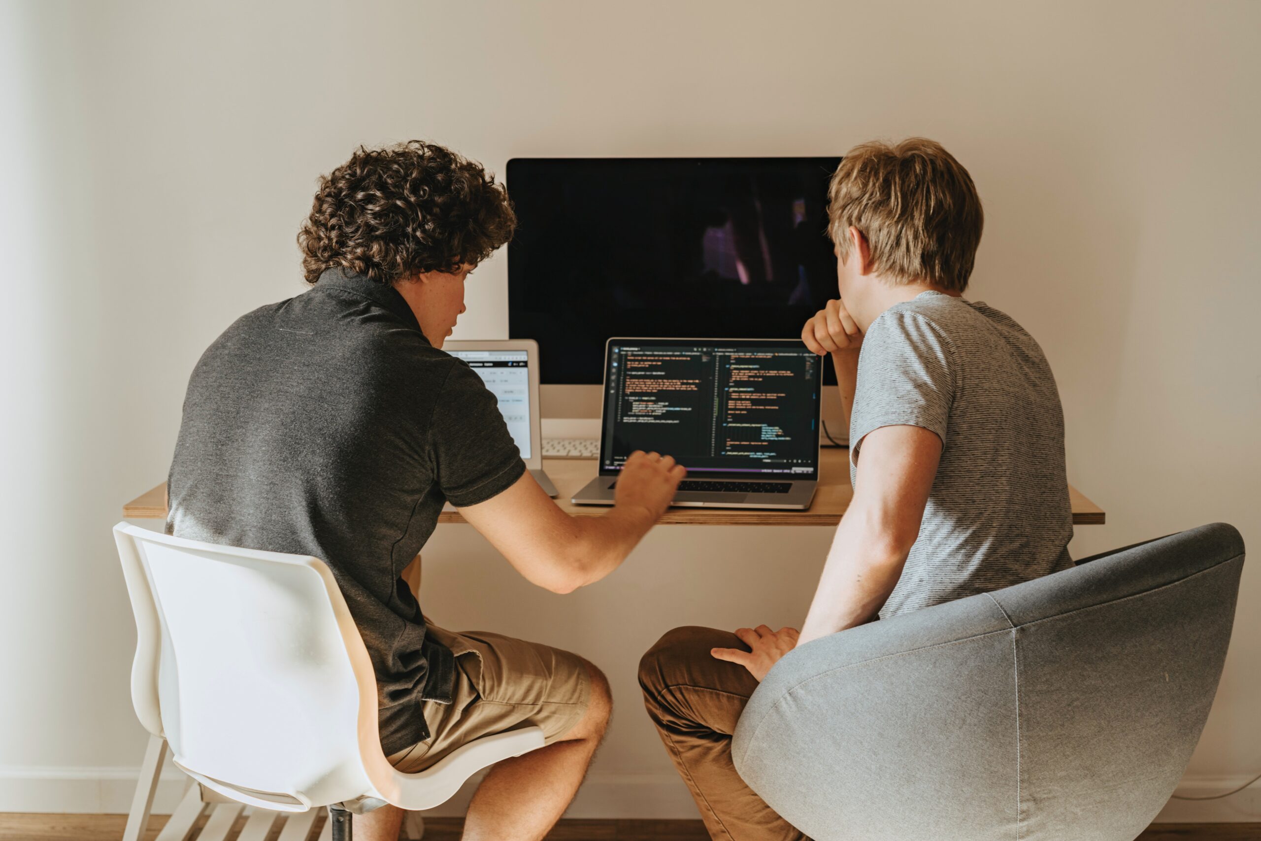 Two boys discussing on coding problems